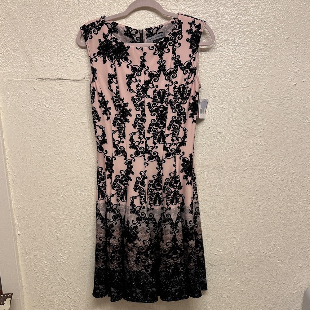 Danny & Nicole Pink and Black Floral Dress